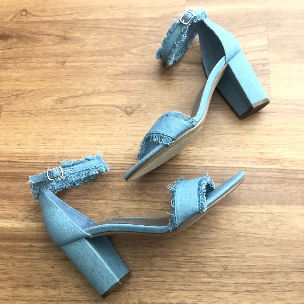 Denim Block Heels